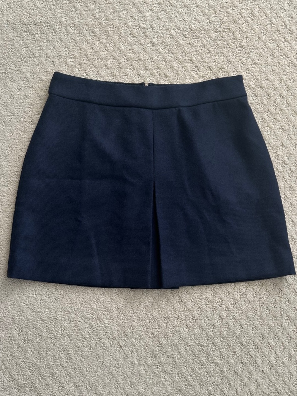 J. Crew 100% Wool Pleated Mini Skirt Navy Blue 12 Academia Preppy Classic NWT